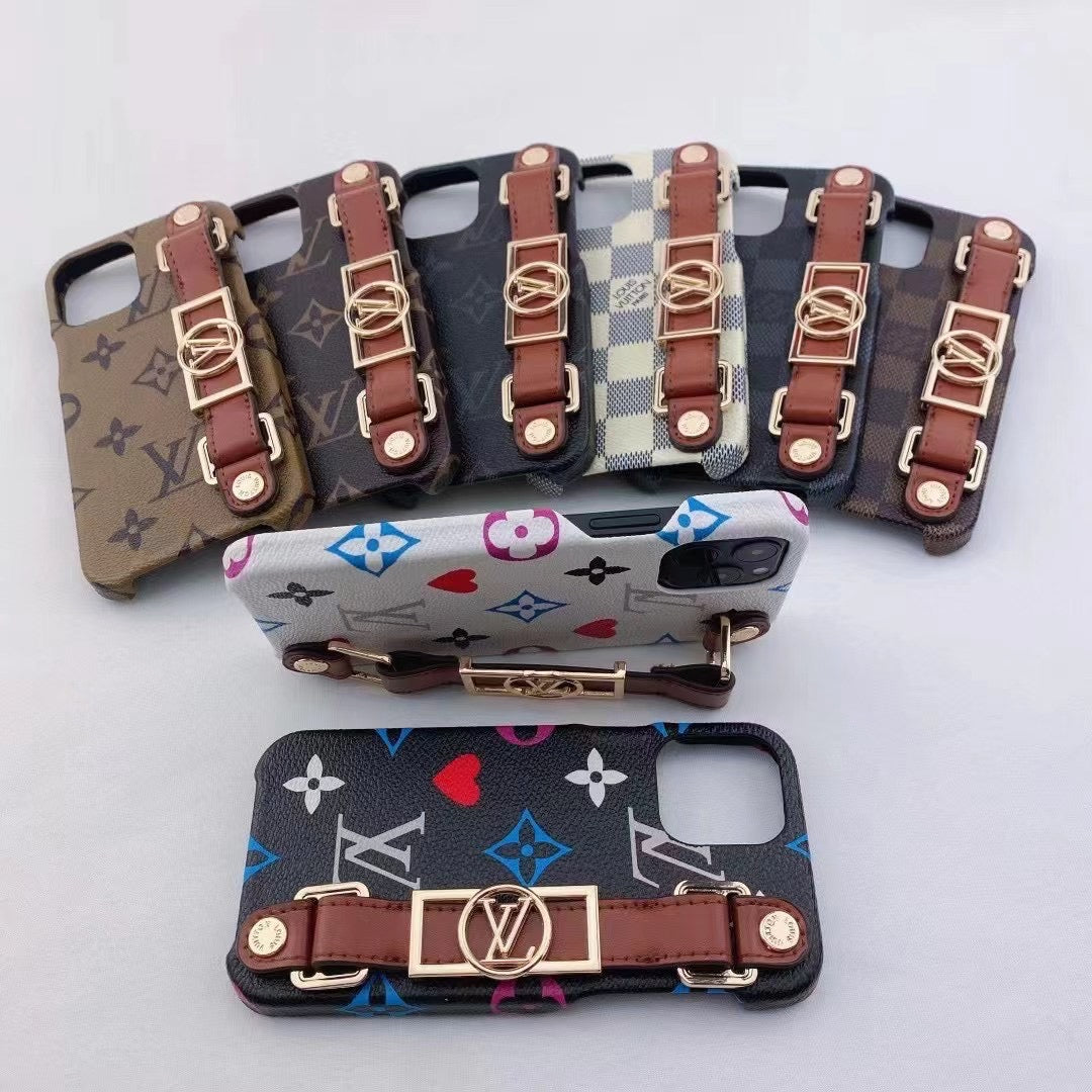 LV logo iPhone case with detachable hand strap